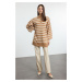 Trendyol Camel Striped Double Plaited Sweater