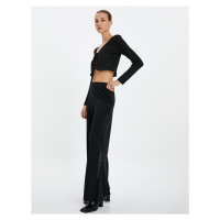 Koton Wide Leg Trousers. Normal Waist with Lace Detail on the sides.