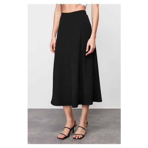 Trendyol Black Flared Maxi Stretch Knitted Skirt