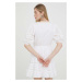 Bavlněné šaty Abercrombie & Fitch bílá barva, mini