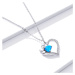 GRACE Silver Jewellery Stříbrný náhrdelník Psí tlapka a srdíčko - stříbro 925/1000, modrý opál N
