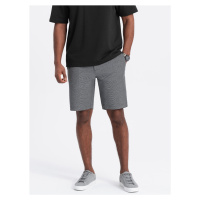 Ombre Men's shorts made of two-tone melange knit fabric - black