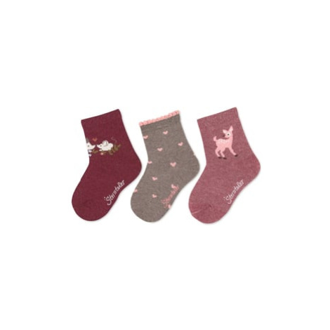 Sterntaler Dětské ponožky 3-pack ježek tmavě červené
