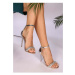 Shoeberry Women's Silver Crystal Single Strap Heel Shoes
