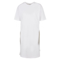 Ladies Organic Oversized Slit Tee Dress - white