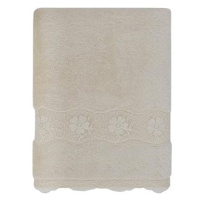 Soft Cotton Ručník Stella s krajkou 50 × 100 cm, krémová