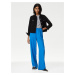 Modré dámské široké kalhoty s příměsí lnu Marks & Spencer