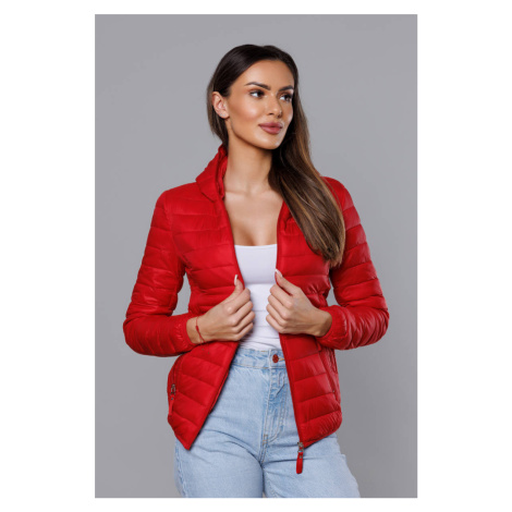 Červená dámská prošívaná bunda s kapucí (B0123-4) S'WEST