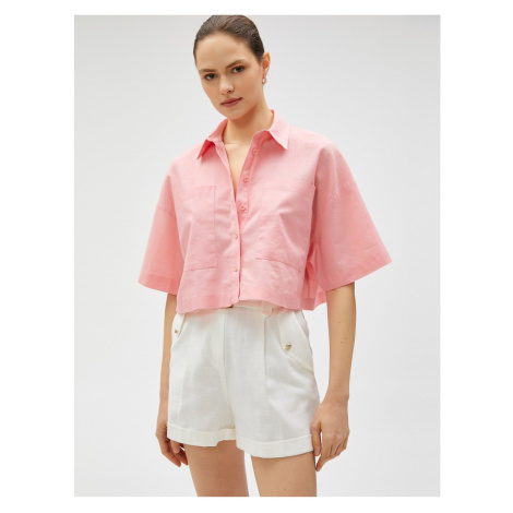 Koton Linen Blended Crop Oversize Shirt