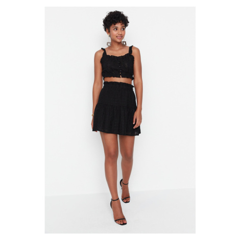 Trendyol Black Embroidered Skirt