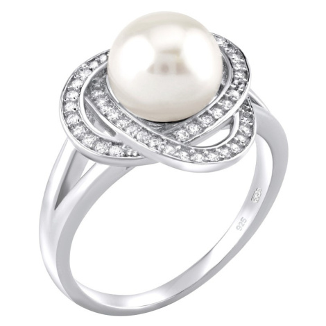 Stříbrný prsten LAGUNA s pravou přírodní bílou perlou Silvego