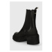 Kožené kotníkové boty BOSS Carol dámské, černá barva, na podpatku, 50503738