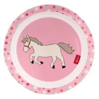 SIGIKID Melamin baby talířek Hoppe Dot kůň se silikonem 21,5 cm
