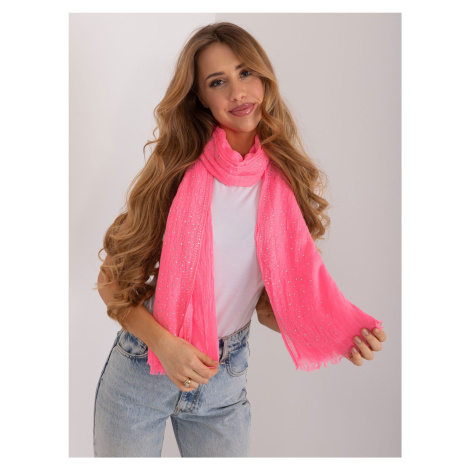 Fluo růžový dlouhý dámský šátek z viskózy Fashionhunters