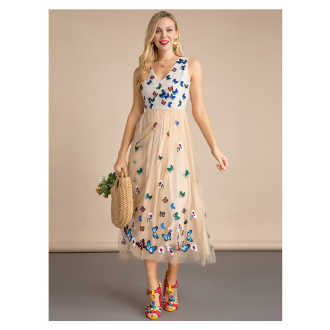 Vyšívané šaty s motýlky a síťovanou sukní LINDA DGiia
