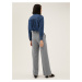 Šedé dámské kostkované široké kalhoty Marks & Spencer