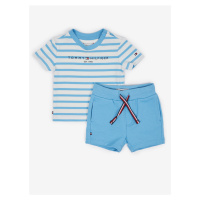 Tommy Hilfiger Sada klučičího pruhovaného trička a kraťasů v modro-bílé barvě To - Kluci