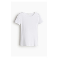 H & M - Žebrované tričko - bílá
