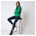 Blancheporte Žebrovaný pulovr se stojáčkem na zip zelená