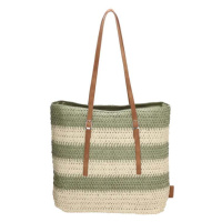 PE-Florence Zelená pruhovaná plážová taška 