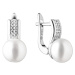 Gaura Pearls Stříbrné náušnice s řiční perlou a zirkony Lucy, stříbro 925/1000 SK20464EL Bílá