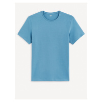 Modré pánské tričko Celio Neunir z bavlny Supima®