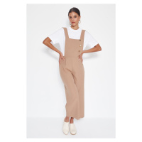 Trendyol Mink Button Detailed Square Collar Woven Jumpsuit