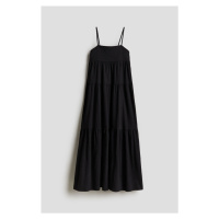 H & M - Žerzejové šaty's nabíranými volány - černá