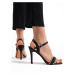 Krásné černé sandály dámské na jehlovém podpatku