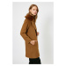 Koton Women's Brown Faux Fur Detailed Coat