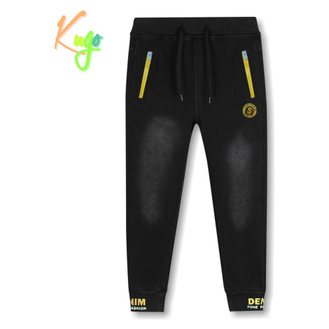 Chlapecké riflové kalhoty/ tepláky, zateplené - KUGO CK0922, černá Barva: Černá