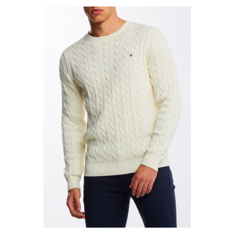 SVETR GANT COTTON CABLE C-NECK bílá