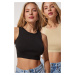 Happiness İstanbul Crew Neck Summer Crop Knitwear 2-Piece Set