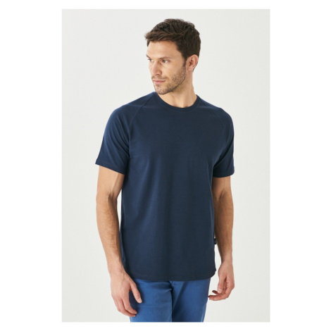 AC&Co / Altınyıldız Classics Pánské Námořnická modř Slim Fit Slim Fit Crew Neck Bavlněné flexibi