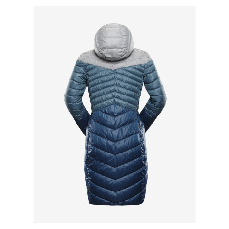 Modrý dámský pruhovaný zimní prošívaný kabát Alpine Pro LEVRA | Modio.cz