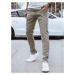 Dstreet Stylové béžové kalhoty s károvaným vzorem