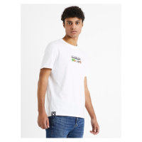 Bílé pánské bavlněné tričko s potiskem Celio Minecraft