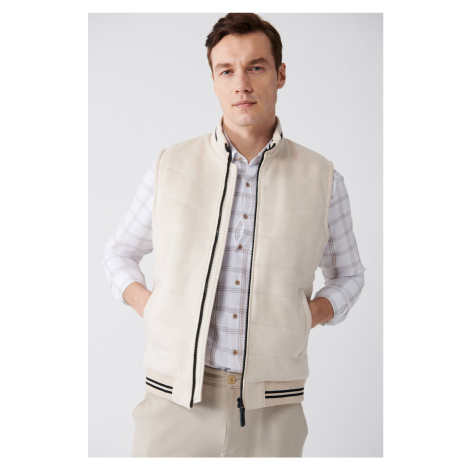 Avva Men's Beige Suede Textured Fiber Comfort Fit Comfort Cut Vest