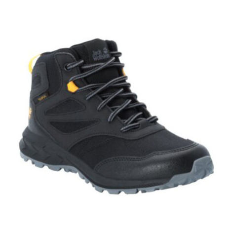 Jack Wolfskin Woodland Texapore Mid K, black/burly yellow Dětské turistické boty