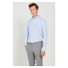 AC&Co / Altınyıldız Classics Men's Light Blue Comfort Ft Comfy Cut Buttoned Collar Cotton Dobby 