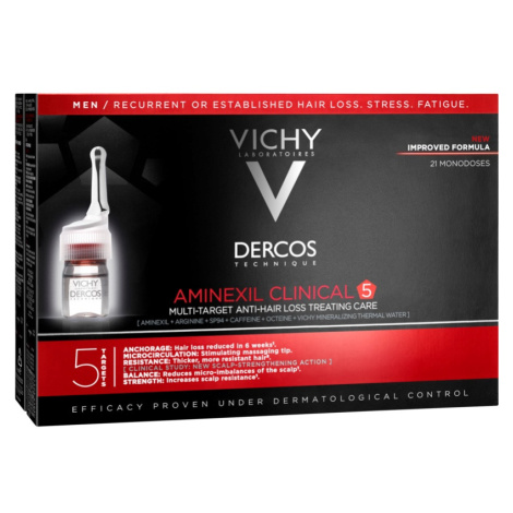 Vichy Dercos Aminexil Clinical 5 cílená péče proti vypadávání vlasů pro muže 21 x 6 ml