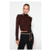 Trendyol Brown Draped Crop Top