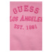 Dětské bavlněné tričko Guess růžová barva