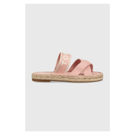 Pantofle Tommy Hilfiger SEASONAL WEBBING SANDAL dámské, růžová barva, FW0FW07181