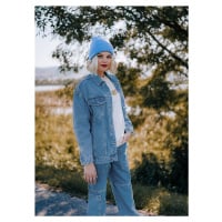 Trendyol Blue Oversize Trucker Denim Jacket