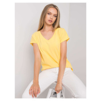 Žluté bavlněné tričko s výstřihem do V