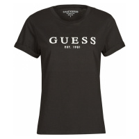 Guess ES SS GUESS 1981 ROLL CUFF TEE Černá