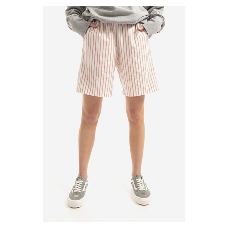 Bavlněné šortky Wood Wood Kamma Dobby Stripe Shorts bílá barva, vzorované, medium waist, 1221180