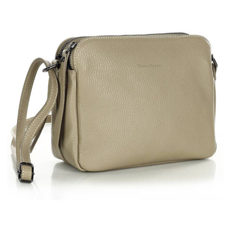 Kožené italské crossbody Kabelky od Hraběnky dvě komory; cappuccino