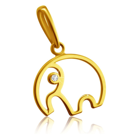 Diamantový přívěsek ze 14K žlutého zlata - obrys slona s chobotem, čirý briliant Šperky eshop